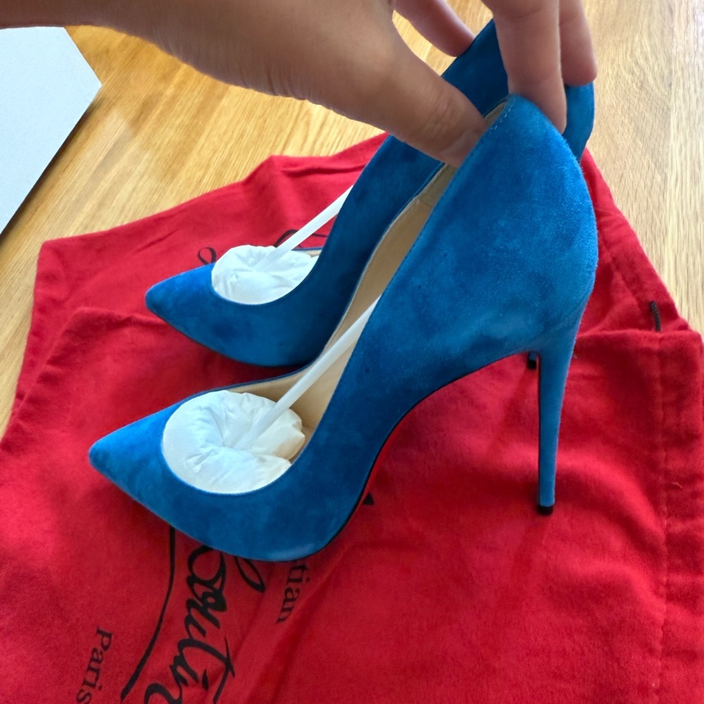 Authentic Christian Louboutin Vibrant Blue Suede Heels - Pigalle Follies